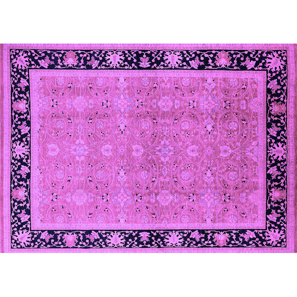 Bless international Purple/Pink/Black Machine Washable Rug Wayfair